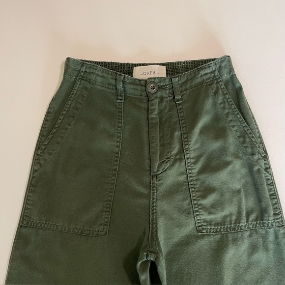 The GREAT. The General Pant Wide Leg Flare High Waist Trouser Pine Green 25 - Picture 11 of 16